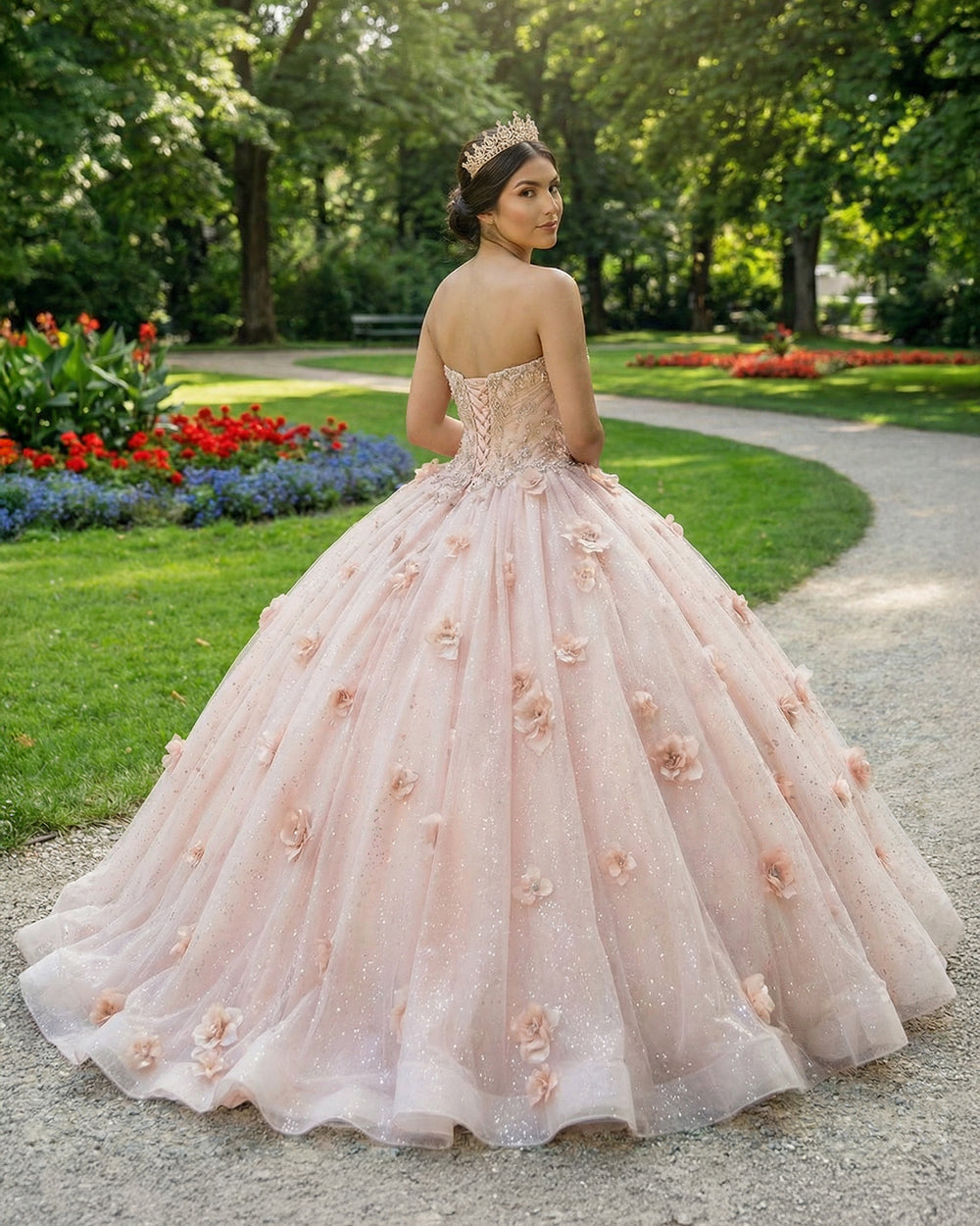 Vestidos de Quinceañera para Mujer con Escote Corazón, Vestido de Bola, Tirantes de Espagueti, Aplicación de Encaje, Vestidos Dulces 16 para Adolescentes