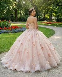 Vestidos de Quinceañera para Mujer con Escote Corazón, Vestido de Bola, Tirantes de Espagueti, Aplicación de Encaje, Vestidos Dulces 16 para Adolescentes