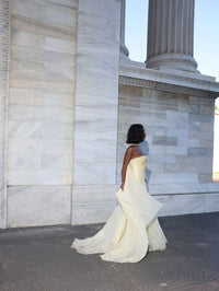 Shiny Strapless Ruched Prom Dress Elegant Draped Formal Evening Gown with Scarf Ms26041451