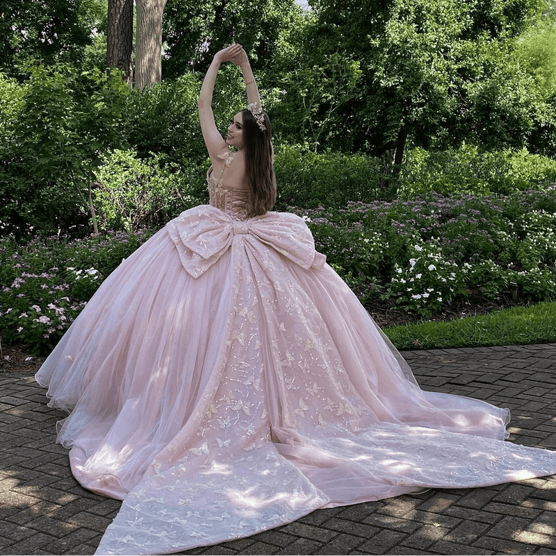 Damen Quinceanera-Kleid mit Herzausschnitt, Ballkleid, Spaghettiträger, Spitzenapplikationen, Sweet 16-Kleider für Teenager