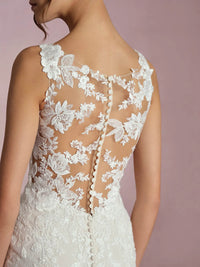 Lace Wedding Dresses Mermaid V Neck High Slit Bridal Dress Ms2509257