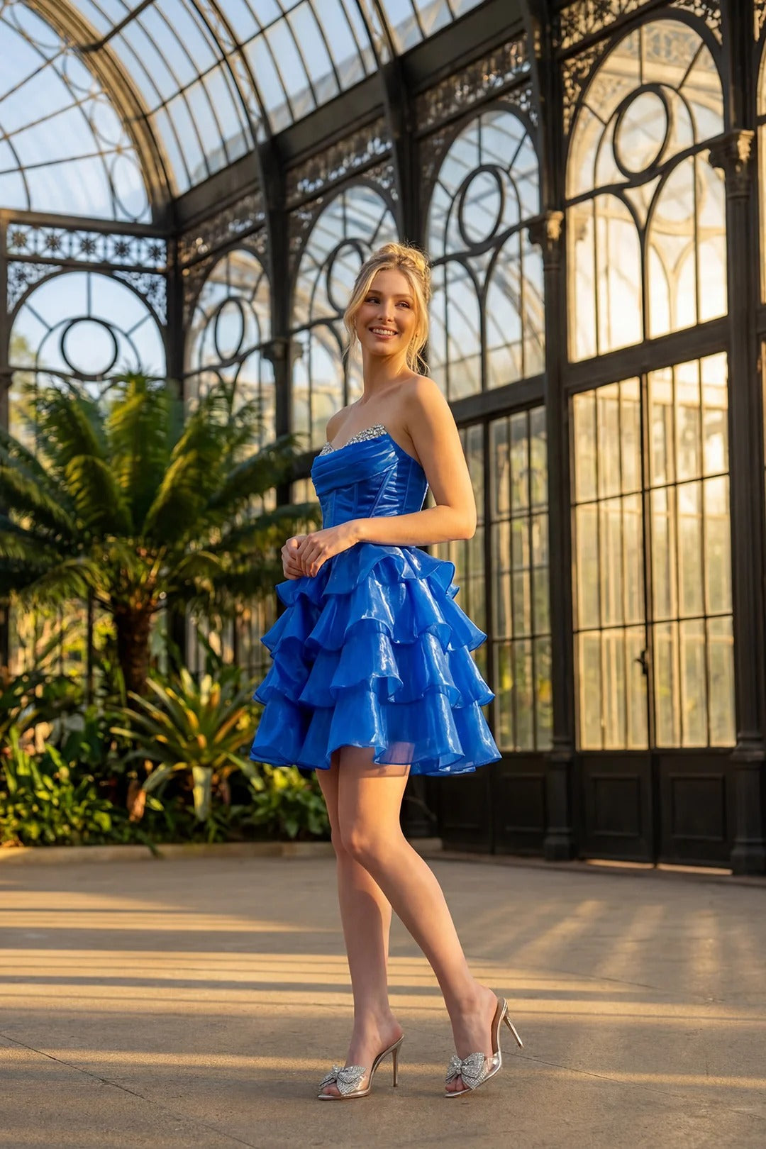 Organza Strapless Corset Homecoming Dress Beaded  Layered Ruffles Short Cocktail Dress Ms2610232