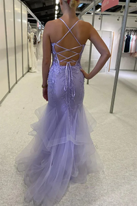 Spaghetti Straps Prom Dresses Lace Appliques Corset Party Dress Ms2508281