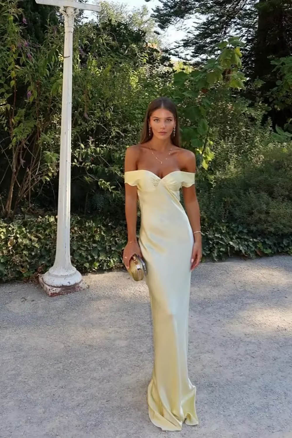 Off Shoulder Prom Dress Elastic Satin Mermaid Evening Gown Ruched Formal Dress Ms2609055