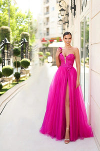 Glitter One-Shoulder Prom Dress with High Slit Formal Dress Ms2602053