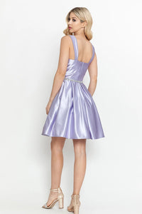 Satin Homecoming Dres Spaghetti Straps A Line Short Cocktail Dress with Pockets Ms10235