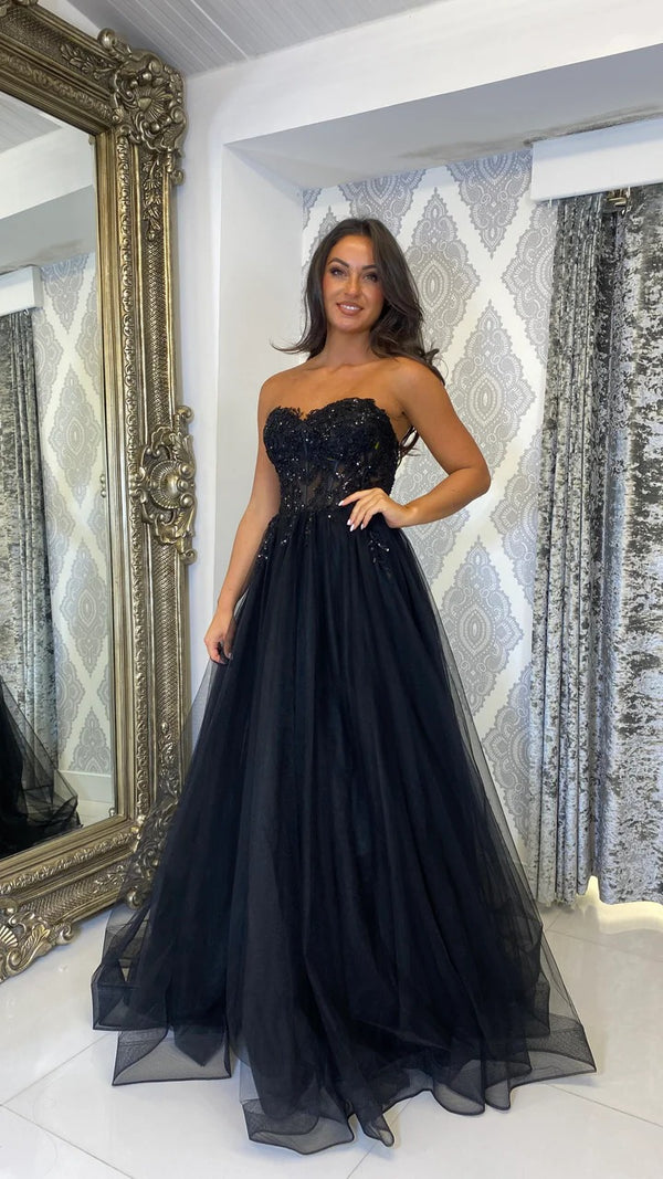 Strapless Tulle Ball Gown Beaded Corset Evening Dress Formal Prom Gown Ms2601307