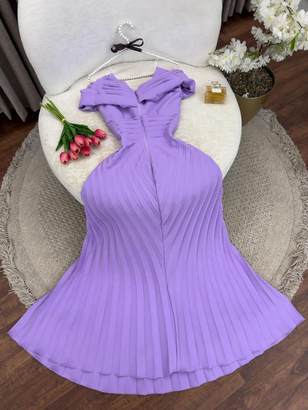 Off Shoulder Pleated Evening Dress Ruched Formal Occasion Gown Prom Dress Ms2601126