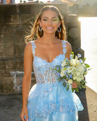 Tiered Lace Mini Prom Dress Sparkly Corset Short Homecoming Dress Cocktail Gown Ms2506074