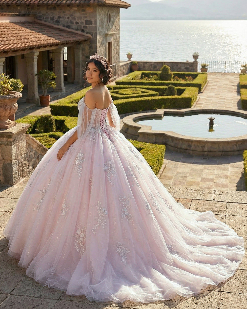 Vestidos de Quinceañera para Mujer con Escote Corazón, Vestido de Bola, Tirantes de Espagueti, Aplicación de Encaje, Vestidos Dulces 16 para Adolescentes