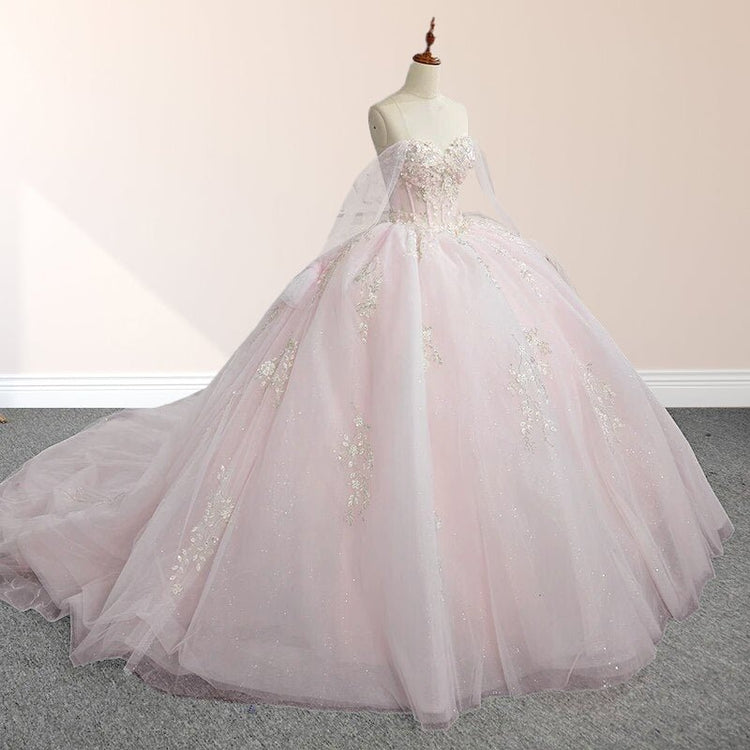 Vestidos de Quinceañera para Mujer con Escote Corazón, Vestido de Bola, Tirantes de Espagueti, Aplicación de Encaje, Vestidos Dulces 16 para Adolescentes