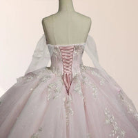 Vestidos de Quinceañera para Mujer con Escote Corazón, Vestido de Bola, Tirantes de Espagueti, Aplicación de Encaje, Vestidos Dulces 16 para Adolescentes