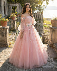 Vestidos de Quinceañera para Mujer con Escote Corazón, Vestido de Bola, Tirantes de Espagueti, Aplicación de Encaje, Vestidos Dulces 16 para Adolescentes