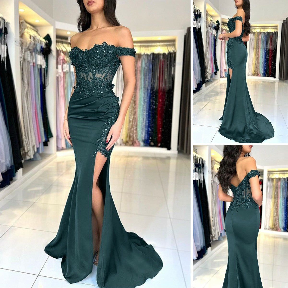 فستان حفلة بأكمام طويلة وكتف واحد مزين بالترتر للنساء، فستان سهرة لامع لامع، فستان كوكتيل