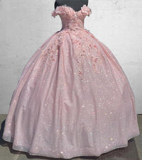 Vestidos de Quinceañera para Mujer con Escote Corazón, Vestido de Bola, Tirantes de Espagueti, Aplicación de Encaje, Vestidos Dulces 16 para Adolescentes