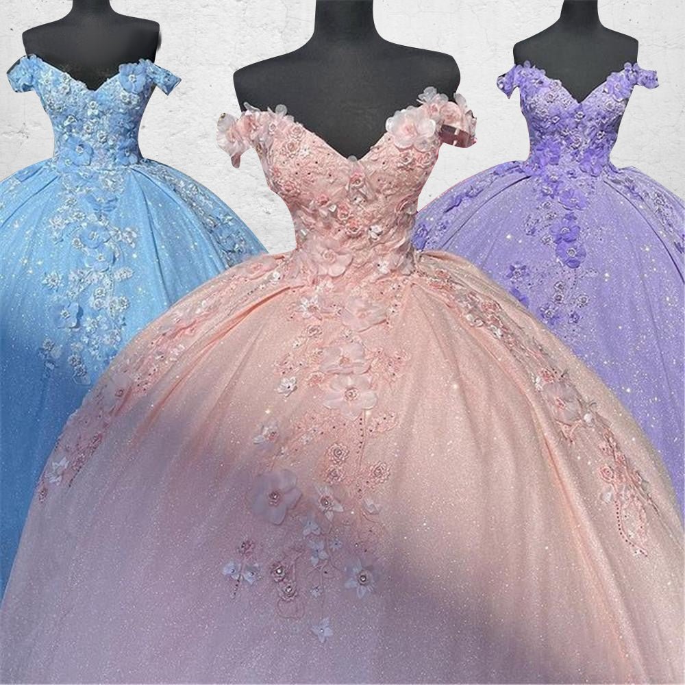 Vestidos de Quinceañera para Mujer con Escote Corazón, Vestido de Bola, Tirantes de Espagueti, Aplicación de Encaje, Vestidos Dulces 16 para Adolescentes