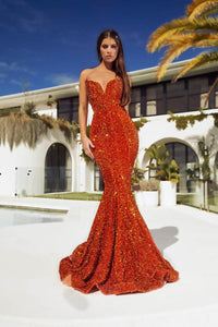 Sparkly Mermaid Prom Dress Sweetheart Sequin Evening Gown Elegant Party Dress Ms2510183