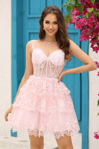 Black Corset Prom Dress Off Shoulder Corset Layered Short Cocktail Gown Ms2509213