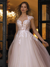 Langärmelige Brautkleider für die Braut, Brautkleider mit V-Ausschnitt, Spitzentüll, Brautkleider für Frauen mit Schleppe