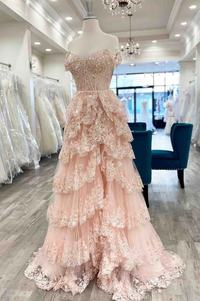 Vestido de Festa Longo Borgonha de Um Ombro com Fenda, Vestido Formal de Renda com Apliques para Adolescentes