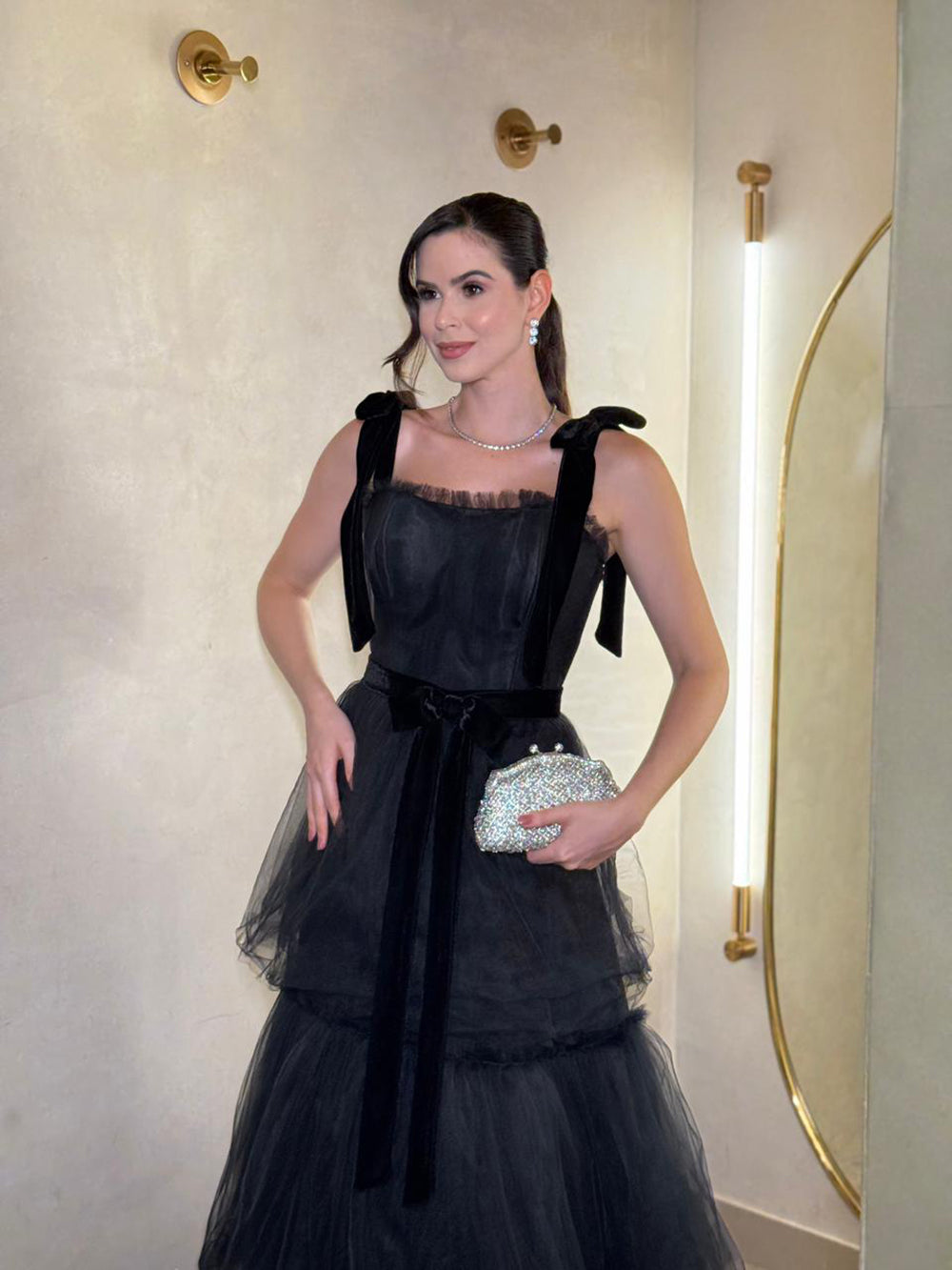 Ballkleid mit tiefem Ausschnitt und Spaghettiträgern, A-Linie, Tüll, Abendkleid, langes formelles Kleid für Damen