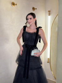 Ballkleid mit tiefem Ausschnitt und Spaghettiträgern, A-Linie, Tüll, Abendkleid, langes formelles Kleid für Damen