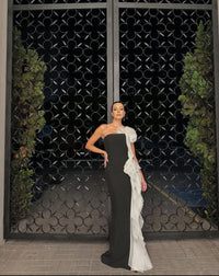Strapless Evening Dress Mermaid Formal Gown Ruffle Draped Prom Dress Ms26078014