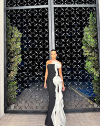 Strapless Evening Dress Mermaid Formal Gown Ruffle Draped Prom Dress Ms26078014