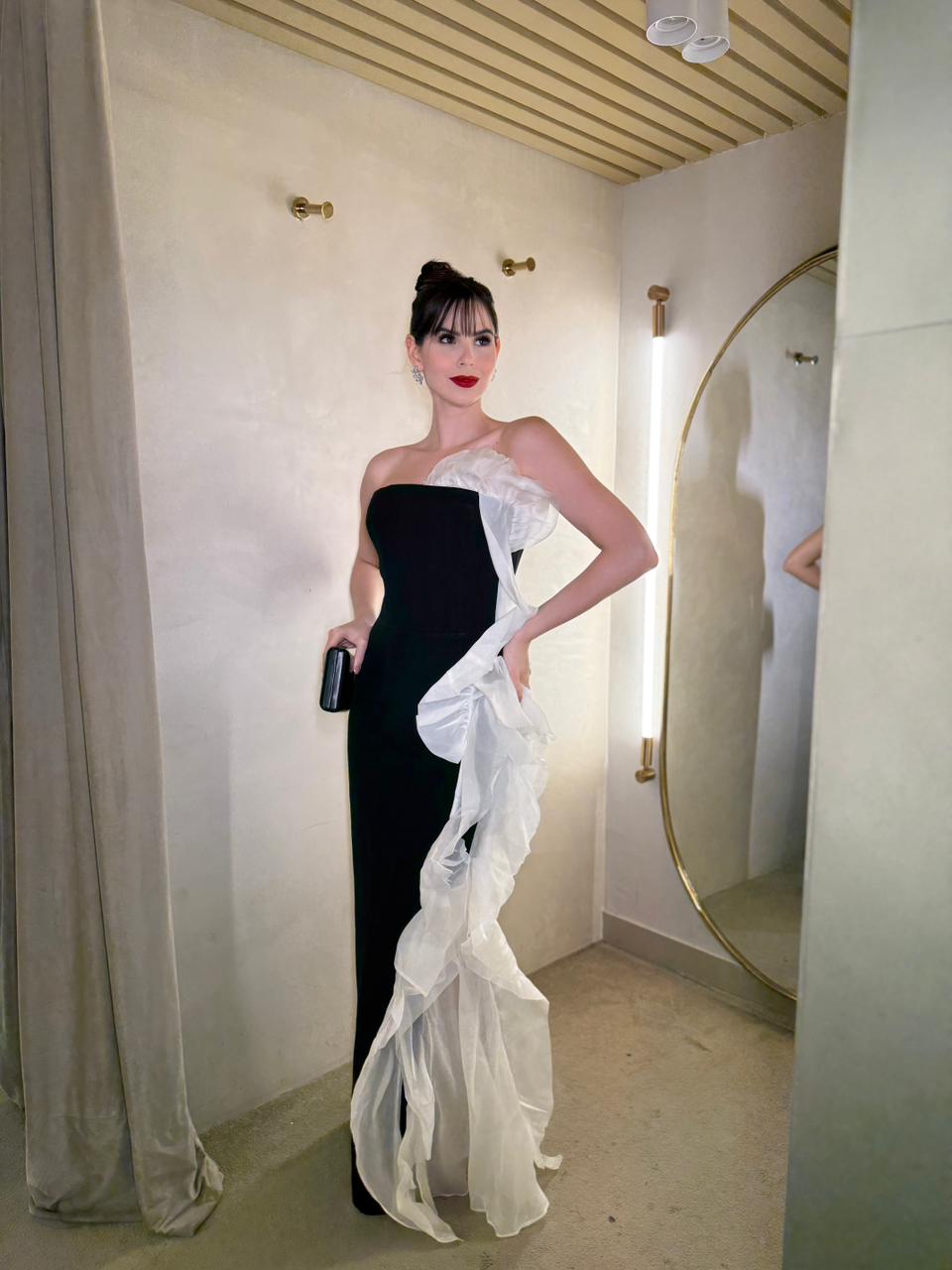 Strapless Evening Dress Mermaid Formal Gown Ruffle Draped Prom Dress Ms26078014