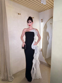 Strapless Evening Dress Mermaid Formal Gown Ruffle Draped Prom Dress Ms26078014