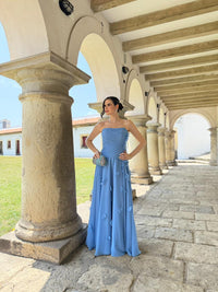 Strapless Evening Dress A Line Chiffon Floor Length Floral Appliques Prom Dress Ms2607012