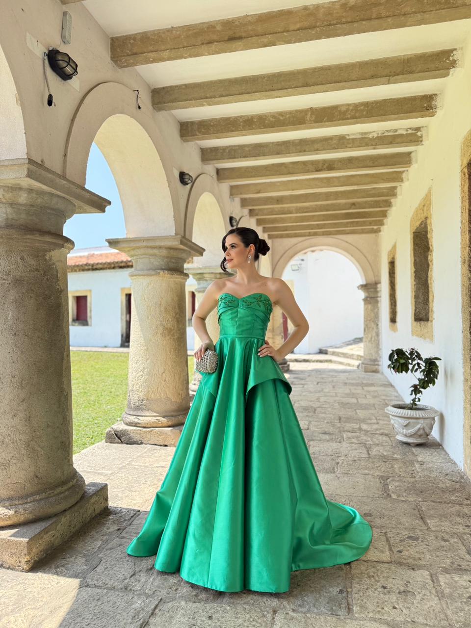 Beaded Strapless Satin Evening Dress Elegant A Line Prom Dress Ms2607011
