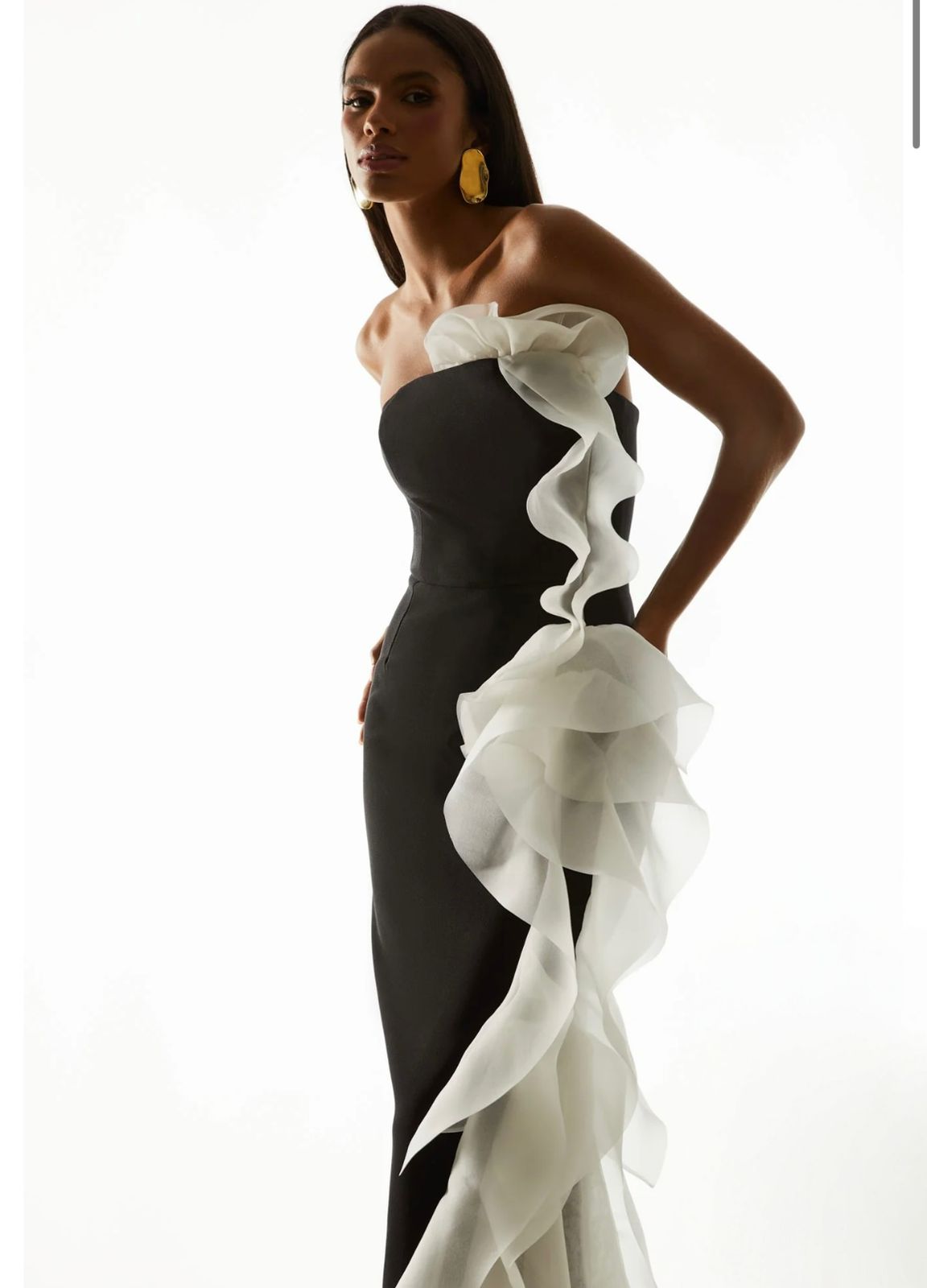 Strapless Evening Dress Mermaid Formal Gown Ruffle Draped Prom Dress Ms26078014