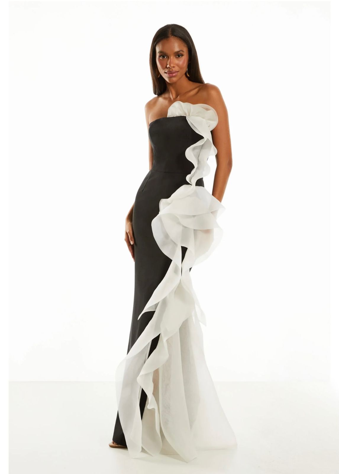 Strapless Evening Dress Mermaid Formal Gown Ruffle Draped Prom Dress Ms26078014