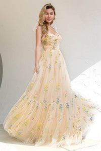 Floral Embroidered Long Prom Dress Romantic Sweetheart Party Gown Ms2510166
