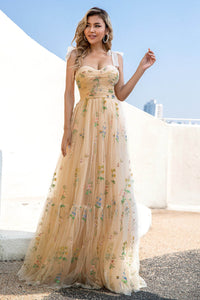 Floral Embroidered Long Prom Dress Romantic Sweetheart Party Gown Ms2510166