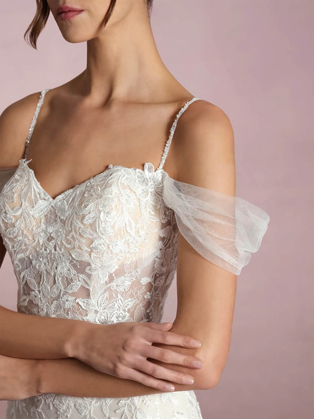 Langärmelige Brautkleider für die Braut, Brautkleider mit V-Ausschnitt, Spitzentüll, Brautkleider für Frauen mit Schleppe