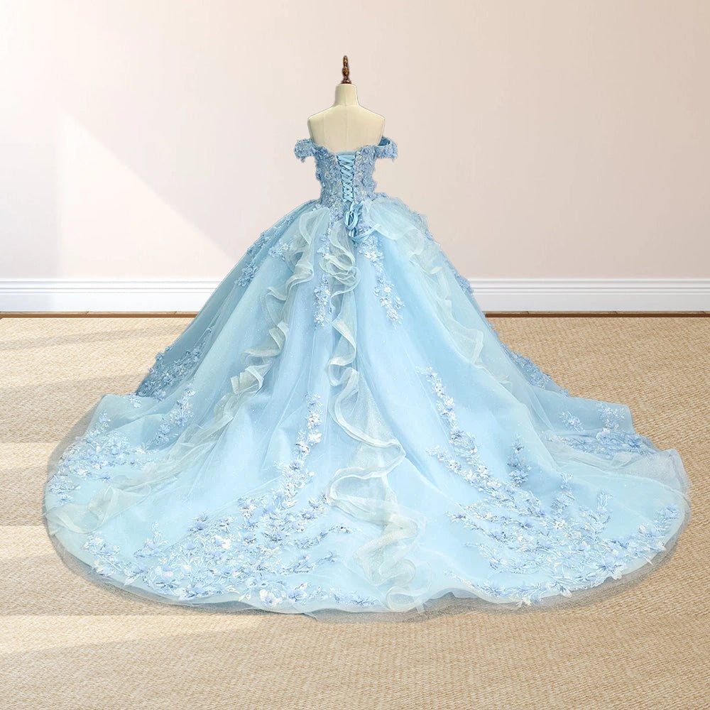 Damen Quinceanera-Kleid mit Herzausschnitt, Ballkleid, Spaghettiträger, Spitzenapplikationen, Sweet 16-Kleider für Teenager