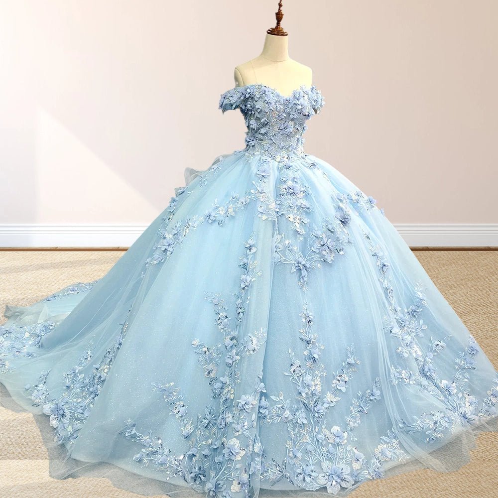 Damen Quinceanera-Kleid mit Herzausschnitt, Ballkleid, Spaghettiträger, Spitzenapplikationen, Sweet 16-Kleider für Teenager