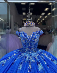 Damen Quinceanera-Kleid mit Herzausschnitt, Ballkleid, Spaghettiträger, Spitzenapplikationen, Sweet 16-Kleider für Teenager