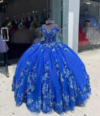 Damen Quinceanera-Kleid mit Herzausschnitt, Ballkleid, Spaghettiträger, Spitzenapplikationen, Sweet 16-Kleider für Teenager