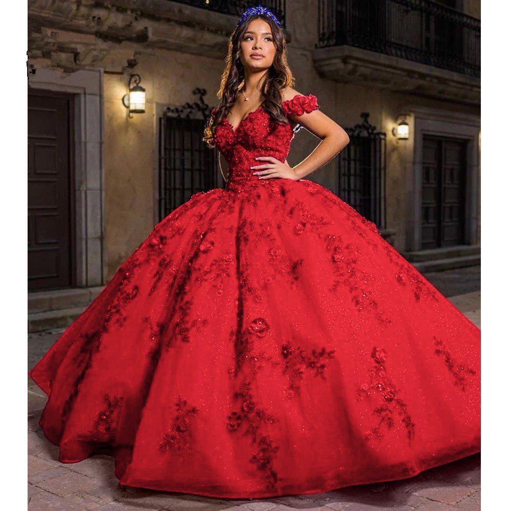 Damen Quinceanera-Kleid mit Herzausschnitt, Ballkleid, Spaghettiträger, Spitzenapplikationen, Sweet 16-Kleider für Teenager