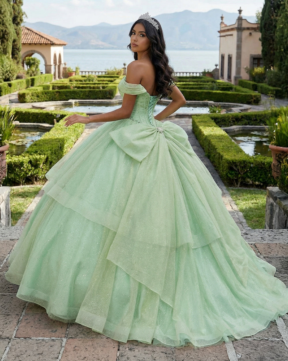 Abiti da ballo Quinceanera da donna con scollo a cuore, spalline sottili, applicazioni in pizzo, abiti Sweet 16 per adolescenti