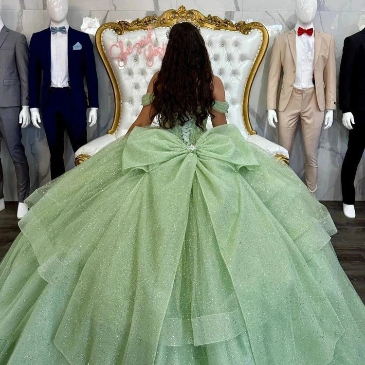Abiti da ballo Quinceanera da donna con scollo a cuore, spalline sottili, applicazioni in pizzo, abiti Sweet 16 per adolescenti