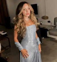 Long Bodycon Prom Dress Strapless Slit Evening Formal Gown with Shawl Ms26041461