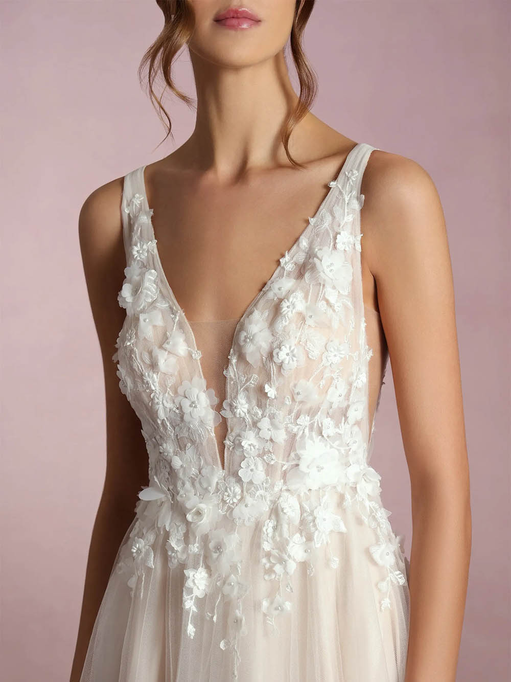 Langärmelige Brautkleider für die Braut, Brautkleider mit V-Ausschnitt, Spitzentüll, Brautkleider für Frauen mit Schleppe